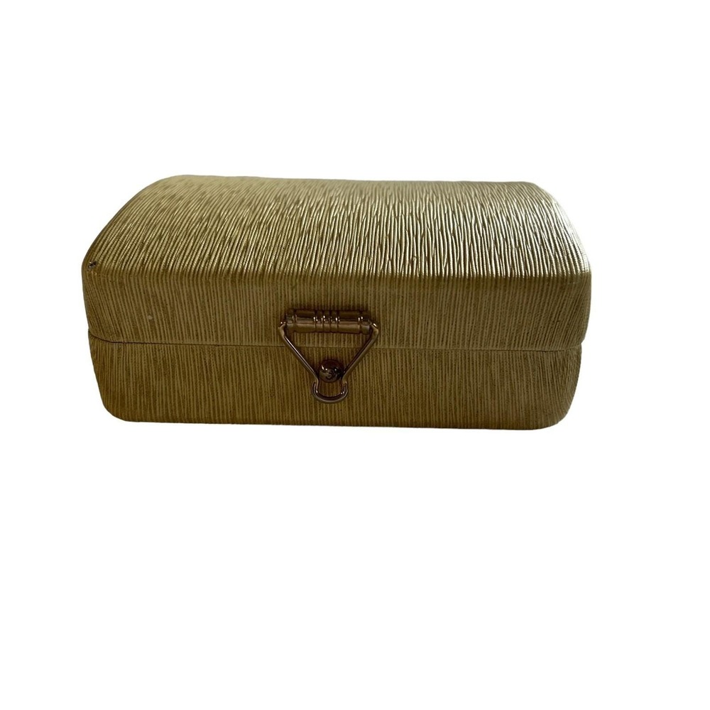Vinyl Padded Square Storage Box Jewelry/Trinket Box Hinged Lid 5 Sections Lined